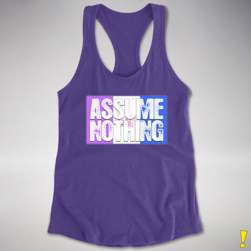 Assume Nothing Drag Pride Flag Racerback Tank - Purple
